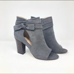 Nine West Zytao Grey Cut Out Knot Open Toe Bootie